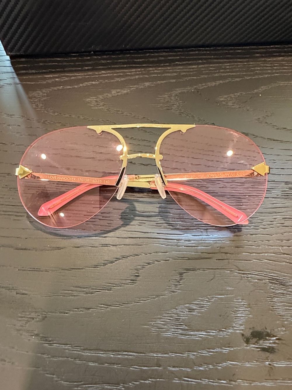 Karen Walker Gold-Frame Sunglasses with Pink Lenses